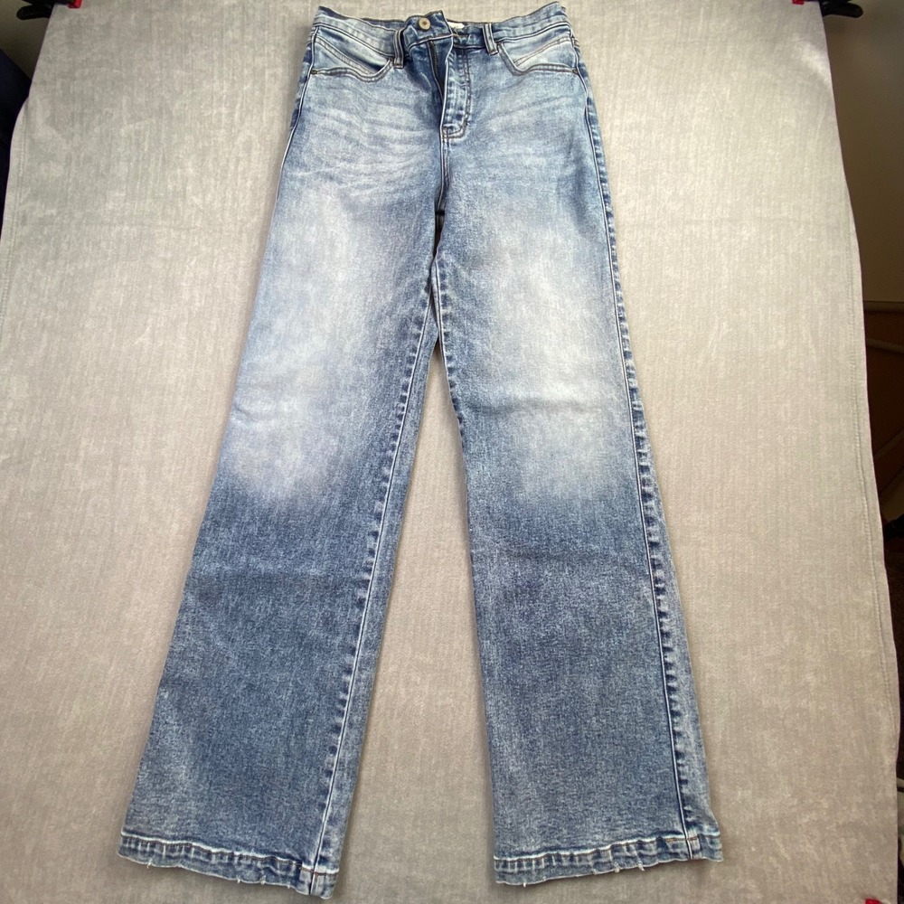 KanCan High Rise Wide Leg Jeans Light Wash Denim KC7889M-OP Womens 7/27